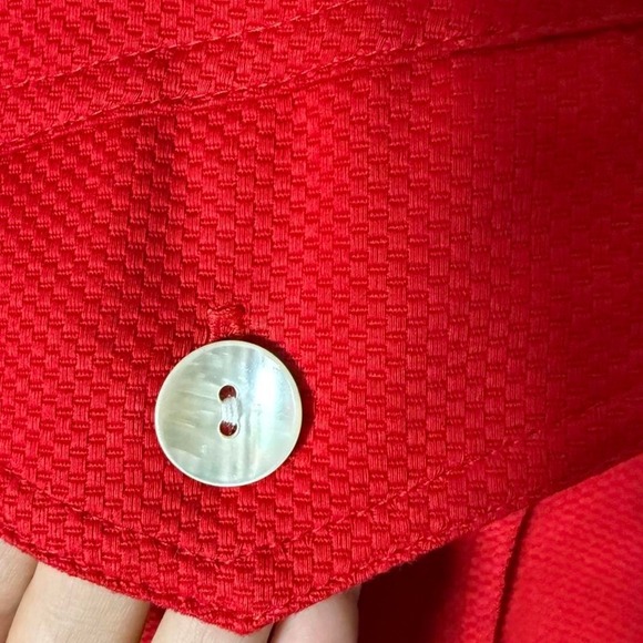 Stonebridge USA Red Sleeveless Button Front Vest Small Textured Cotton Blend - Picture 4 of 5